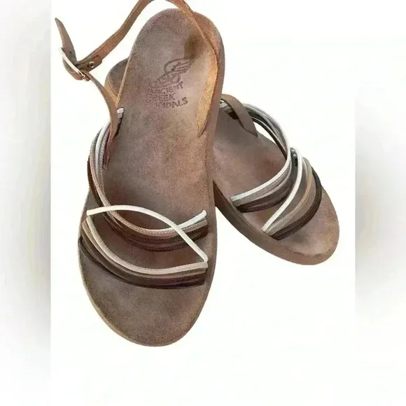 Ancient Greek Sandals women’s strapy open toe high quality leather brown size 39