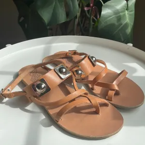 Ancient Greek Sandals x Peter Pilotto Alethea stud cross front leather sandals