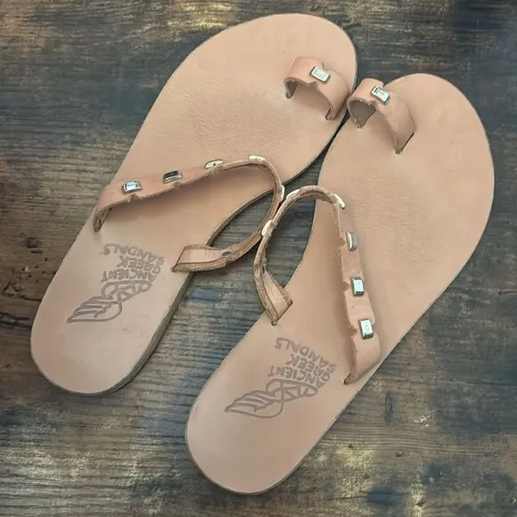 Ancient Phaedra Greek Sandals Phaedra Slip-On Sandals in Natural Size 37