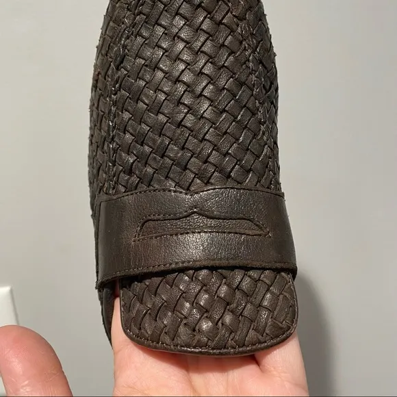 Andrea Ventura Firenze Brown Woven Italian Leather Loafers 43