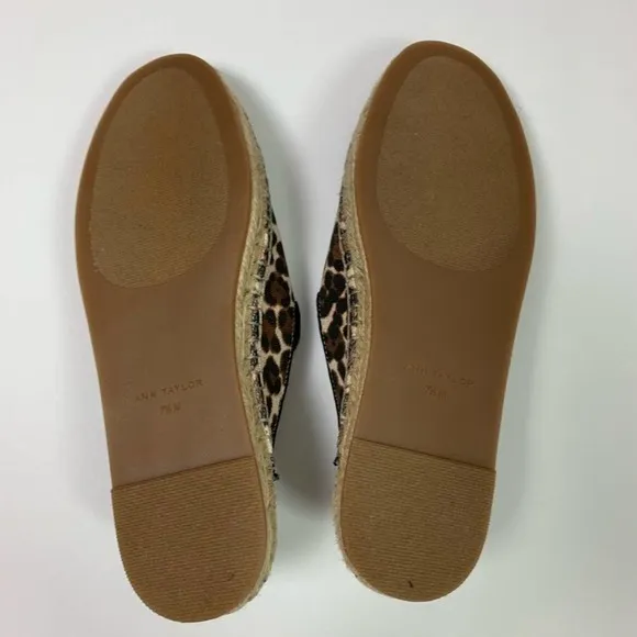 ANN Taylor Anastasia Leopard Espadrille Brown 7.5