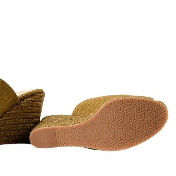 Anthropologie Castaner Bubu Slide Cotton Canvas Jute Wedge Espadrille Sandals