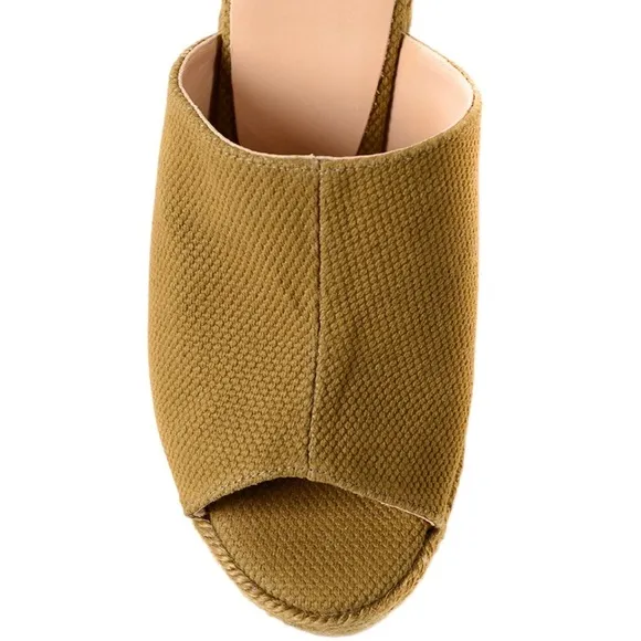 Anthropologie Castaner Bubu Slide Cotton Canvas Jute Wedge Espadrille Sandals