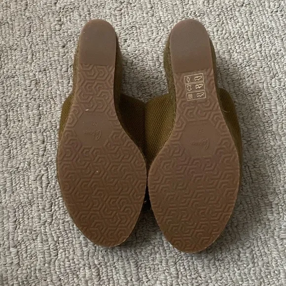 Anthropologie Castaner Bubu Slide Cotton Canvas Jute Wedge Espadrille Sandals