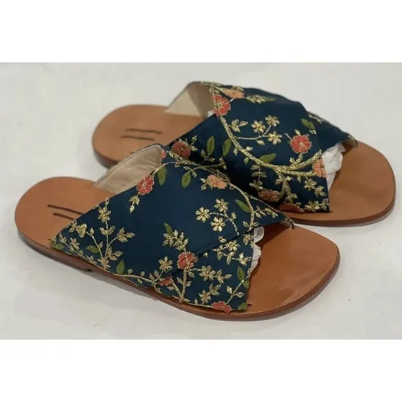 Anthropologie Jeffery Campbell Printed Bow Blue Polka Dot Flats Shoe Sz 8 New