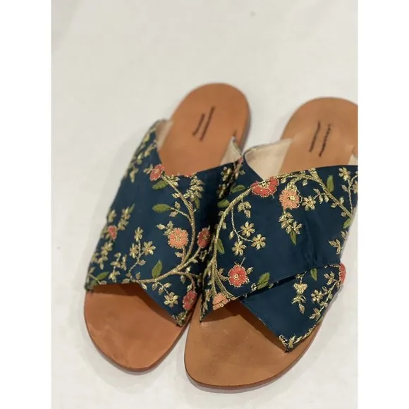 Anthropologie Jeffery Campbell Printed Bow Blue Polka Dot Flats Shoe Sz 8 New