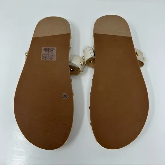 Anthropologie Kelsi Dagger Brooklyn Leather Surface Sandal Ivory Size 9.5