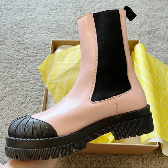 Anthropologie Maeve NEW Chelsea Boots Light Pink Genuine Leather Size 38 US 7