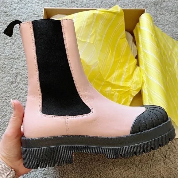 Anthropologie Maeve NEW Chelsea Boots Light Pink Genuine Leather Size 38 US 7
