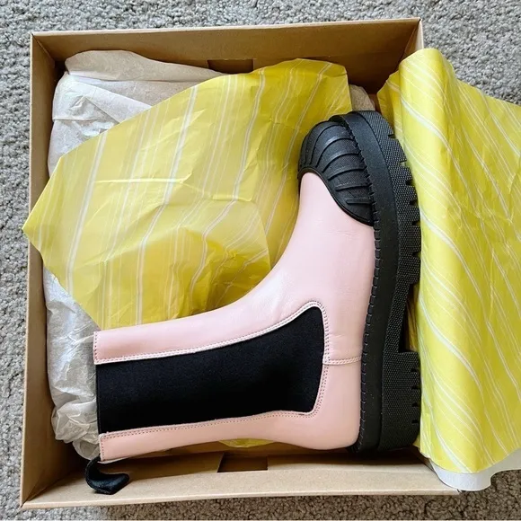 Anthropologie Maeve NEW Chelsea Boots Light Pink Genuine Leather Size 38 US 7