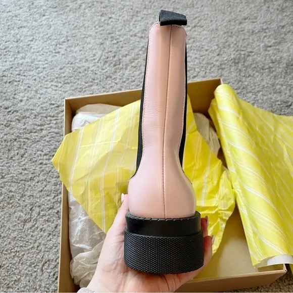Anthropologie Maeve NEW Chelsea Boots Light Pink Genuine Leather Size 38 US 7
