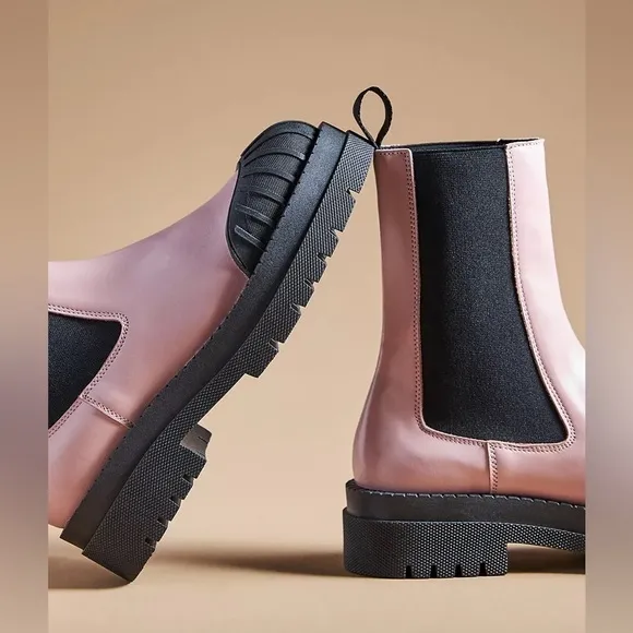 Anthropologie Maeve NEW Chelsea Boots Light Pink Genuine Leather Size 38 US 7