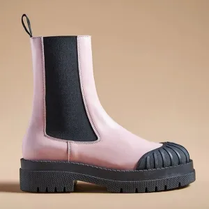 Anthropologie Maeve NEW Chelsea Boots Light Pink Genuine Leather Size 38 US 7
