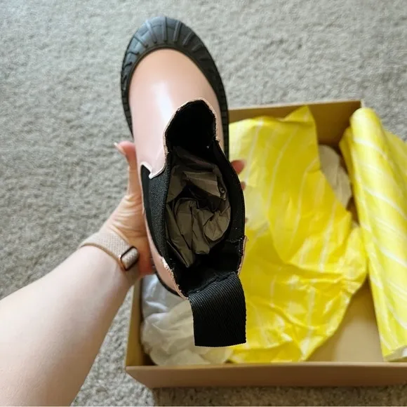 Anthropologie Maeve NEW Chelsea Boots Light Pink Genuine Leather Size 38 US 7