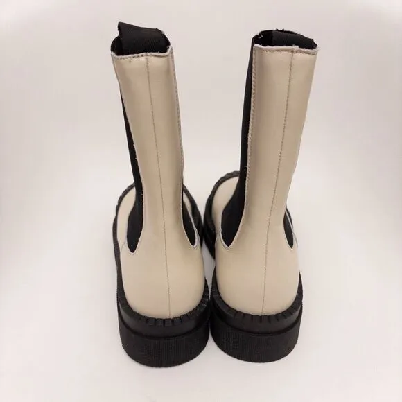 Anthropologie Maeve Chelsea Boots Ivory Size 40