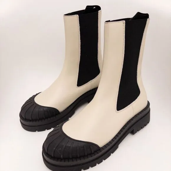 Anthropologie Maeve Chelsea Boots Ivory Size 40