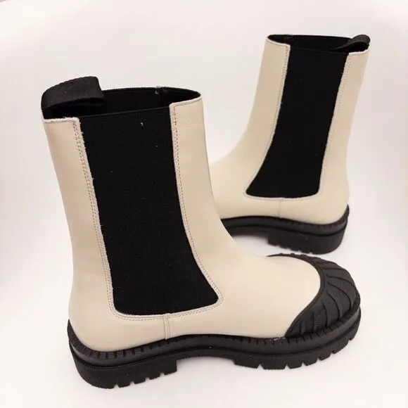 Anthropologie Maeve Chelsea Boots Ivory Size 40