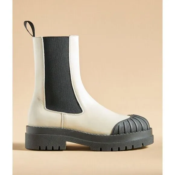 Anthropologie Maeve Chelsea Boots Ivory Size 40