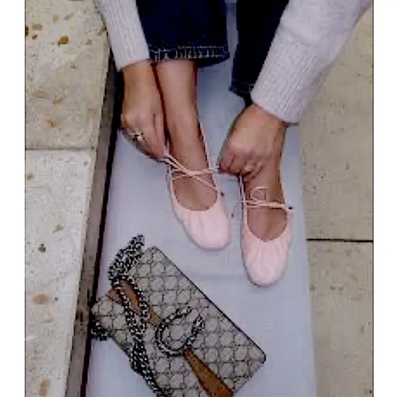 Anthropologie Maryjane Tie Ballet Flats Feminine Romantic Soft Girl Like New