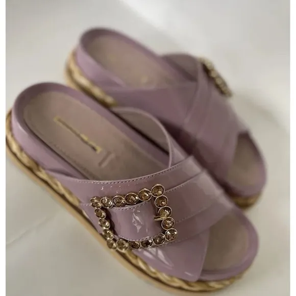 Anthropologie Sandals Bruno Premi Cross Strap Platform Buckle Lilac EU 39/US 8