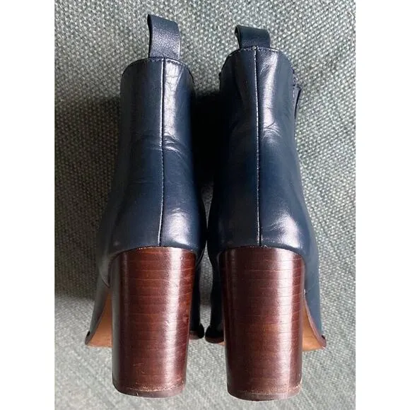 Anthropologie Splendid Magnolia Chelsea Ankle Boots $178 Blue With Brown Heel 6