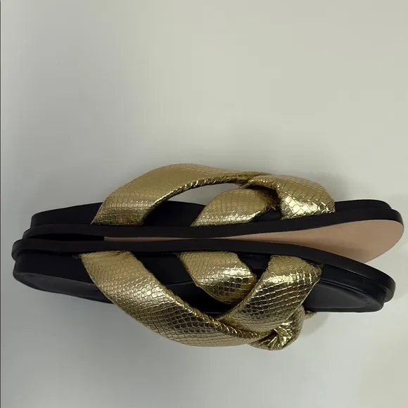 Anthropologie The Odells puff Women's Gold Slide Sandals EU 39 NEW