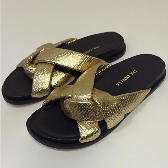 Anthropologie The Odells puff Women's Gold Slide Sandals EU 39 NEW