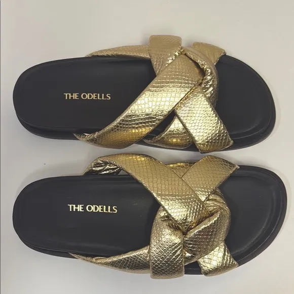Anthropologie The Odells puff Women's Gold Slide Sandals EU 39 NEW