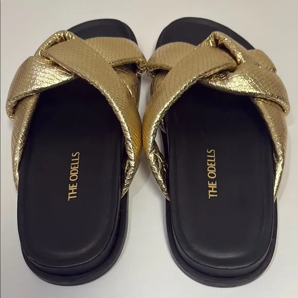 Anthropologie The Odells puff Women's Gold Slide Sandals EU 39 NEW