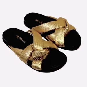 Anthropologie The Odells puff Women's Gold Slide Sandals EU 39 NEW