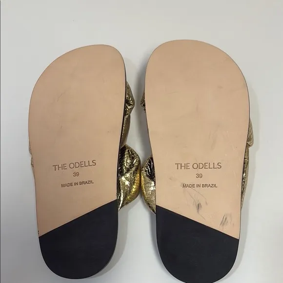 Anthropologie The Odells puff Women's Gold Slide Sandals EU 39 NEW