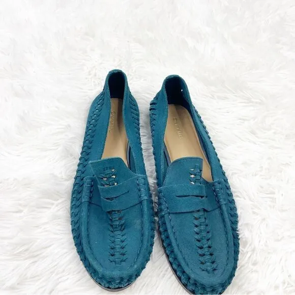 Anthropologie Pilcro Woven Slip On Leather Loafers