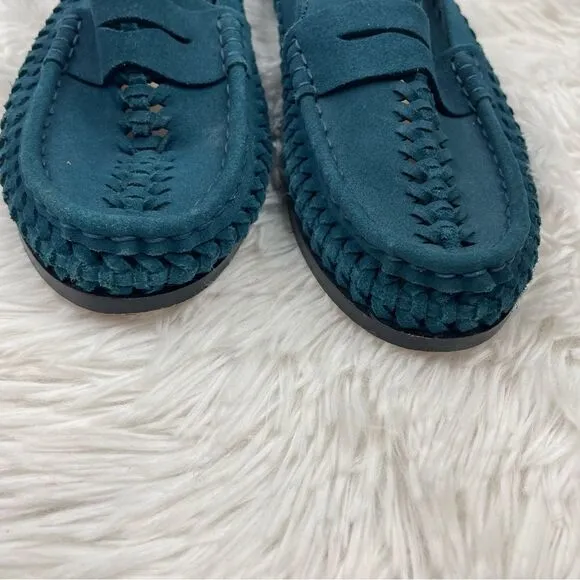 Anthropologie Pilcro Woven Slip On Leather Loafers