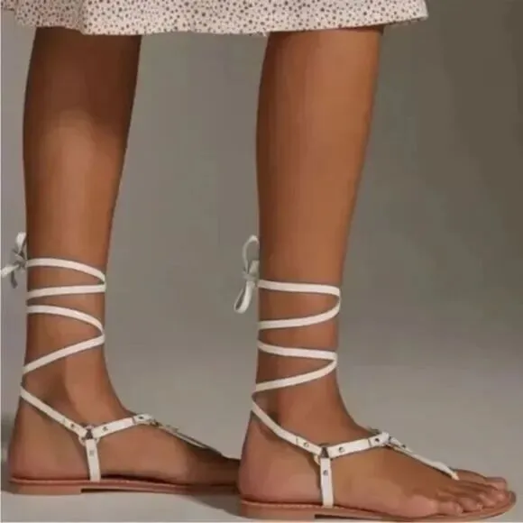 Anthropologie x Pilcro Leather Tie Up Sandals US 8