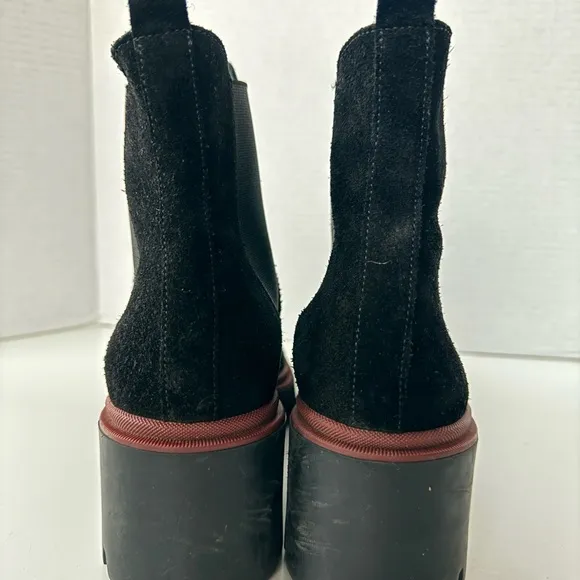 Antonio De Faria Suede Leather Chelsea Boots Platform Lug Sole Black Size 7.5