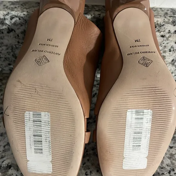 Antonio Melani Bynx Leather Heeled Dress Sandals in Tazia Tan marbled Heel Sz 7