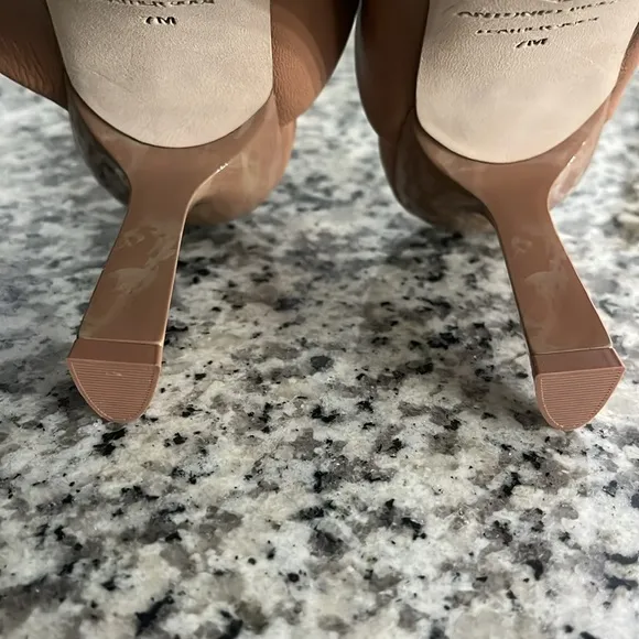 Antonio Melani Bynx Leather Heeled Dress Sandals in Tazia Tan marbled Heel Sz 7