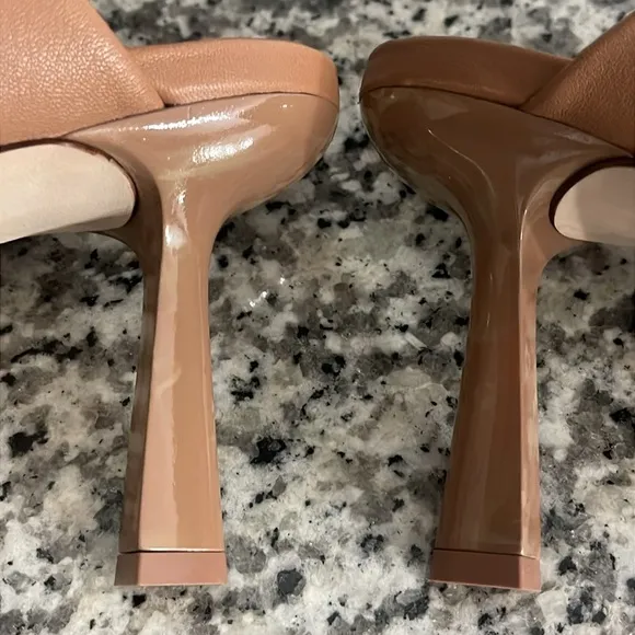 Antonio Melani Bynx Leather Heeled Dress Sandals in Tazia Tan marbled Heel Sz 7