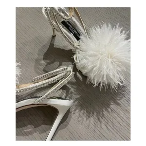 Antonio Melani Collection Aurora Feathered Rhinestone Embellished Sandals. Sz 10