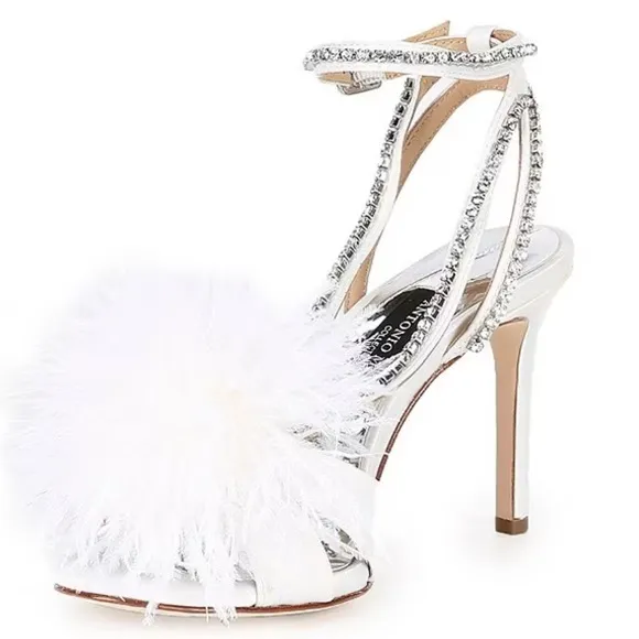 Antonio Melani Collection Aurora Feathered Rhinestone Embellished Sandals. Sz 10