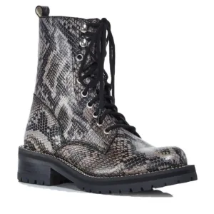 Aqua from Bloomingdales Snakeskin Print Combat Boots NWB