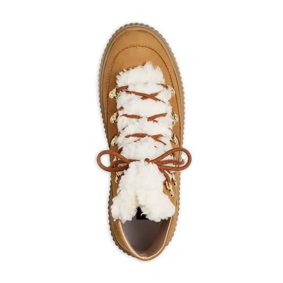 AQUA Womens Brown Comfort Fechado Round Toe Platform Leather Athletic Sneakers 7