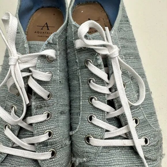 Aquatalia Flyn Canvas Platform Espadrille Sneakers Denim Tweed DD304 11