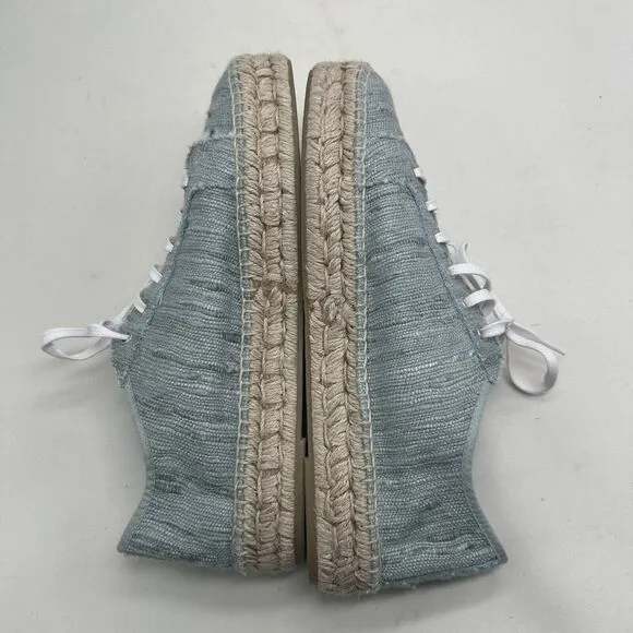 Aquatalia Flyn Canvas Platform Espadrille Sneakers Denim Tweed DD304 11