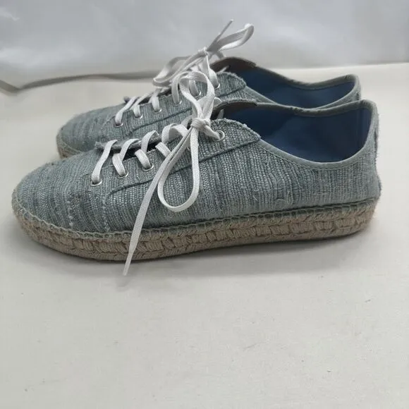 Aquatalia Flyn Canvas Platform Espadrille Sneakers Denim Tweed DD304 11