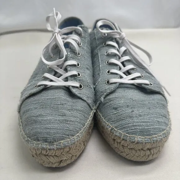 Aquatalia Flyn Canvas Platform Espadrille Sneakers Denim Tweed DD304 11