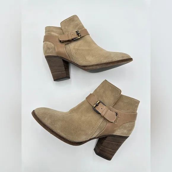 Aquatalia Liana Suede Leather Boots - Women's size 9 Tan Chelsea ankle boots