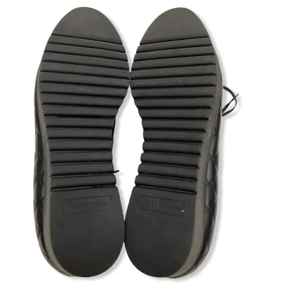 Aquatalia Quilted Black Leather Platform Oxford Sneakers