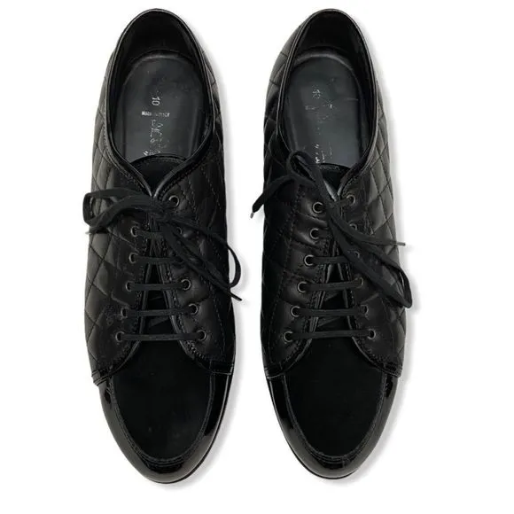 Aquatalia Quilted Black Leather Platform Oxford Sneakers