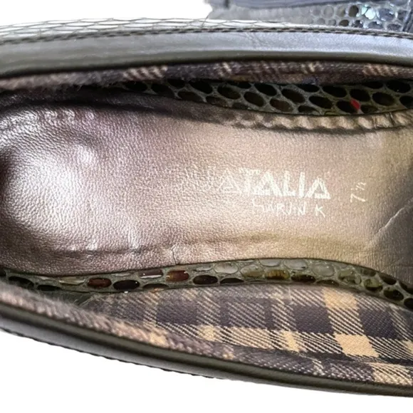 Aquatalia Snakeskin Embossed Leather Penny Loafers Driving Mocassins